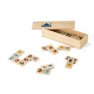 DOMIN. Trädomino-spel för barn med 28 bitar med djurfigurer, miniatyr 2