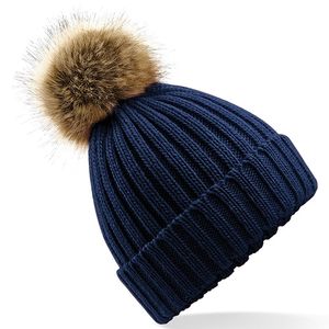 Faux Fur Pop Pom Chunky Beanie, miniatyr 4