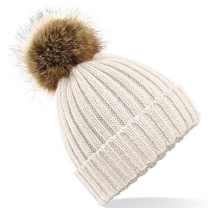 Faux Fur Pop Pom Chunky Beanie, miniatyr 5
