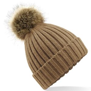 Faux Fur Pop Pom Chunky Beanie, miniatyr 6