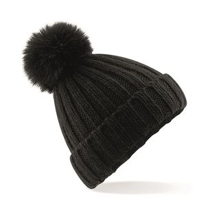 Verbier Fur Pop Pom Chunky Beanie, miniatyr 1