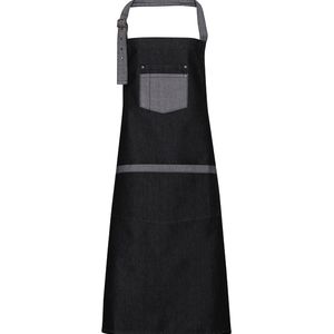 Domain contrast denim bib apron