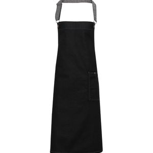 District waxed-look denim bib apron