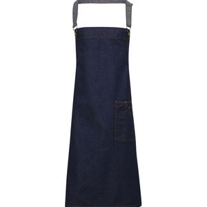 District waxed-look denim bib apron, miniatyr 2