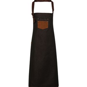 Division waxed-look denim bib apron
