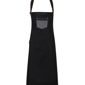 Division waxed-look denim bib apron, miniatyr 2