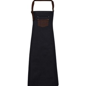 Division waxed-look denim bib apron, miniatyr 3