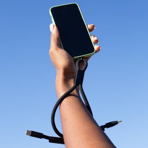 Wrist Lanyard 2-in-1 GRS RPET Load & Sync USB Cable