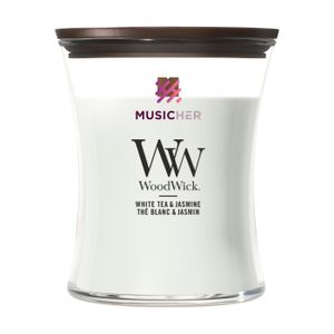 WoodWick White Tea & Jasmine Medium Candle, miniatyr 1